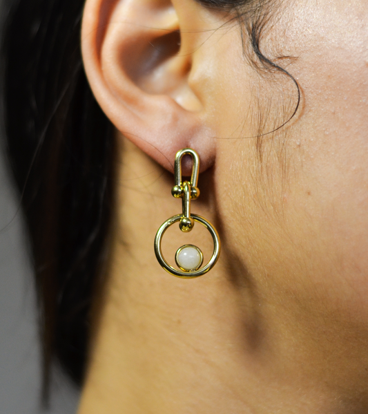 Perla - Boucles d'Oreille en Acier Inoxydable Doré